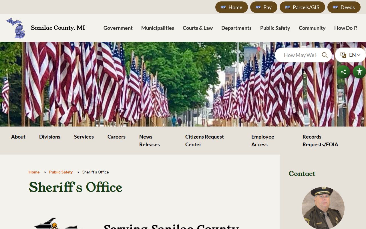 Sanilac County Sheriff's Office arrest lookup homepage