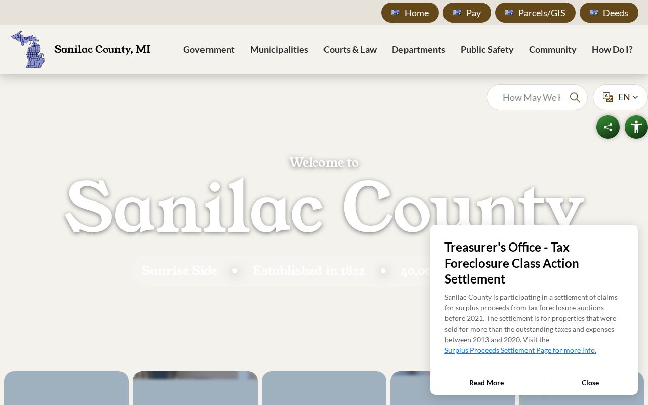Sanilac County criminal records directory on the official county website
