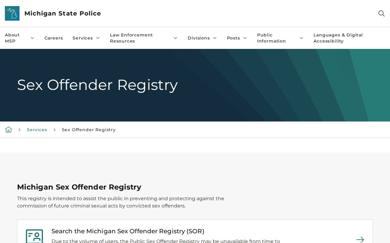 MSP guidance for Sanilac County sex offender registry alerts