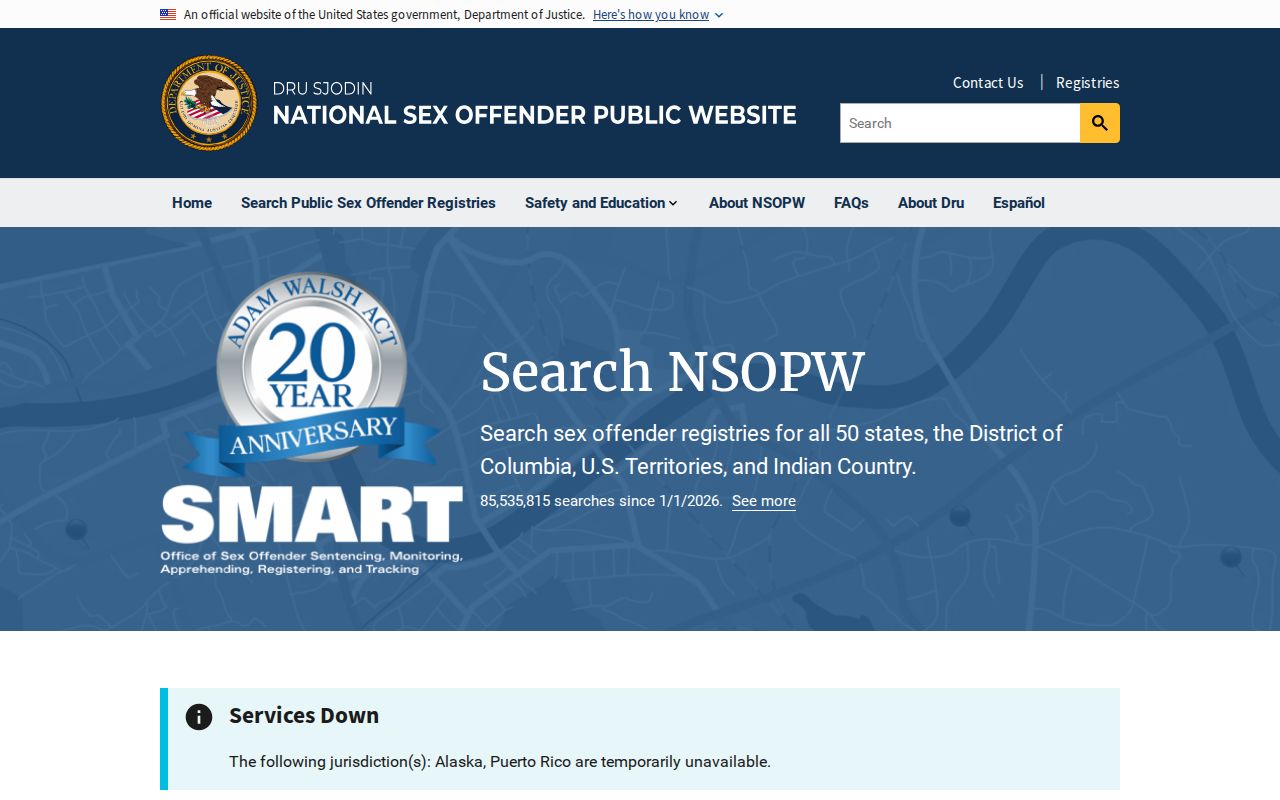 National NSOPW search for Sanilac County sex offender records